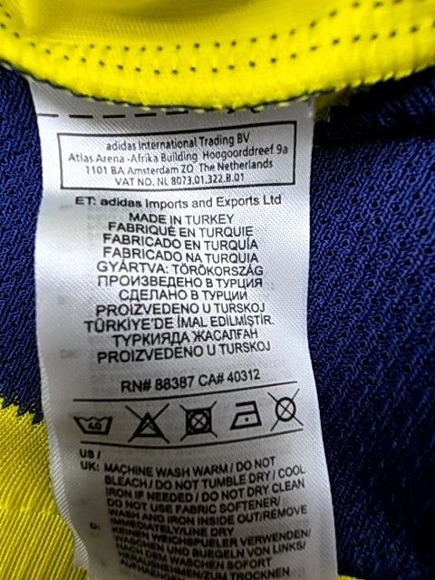 Adidas Men's Fenerbahce Yellow Navy Jersey M Climalite V-Neck