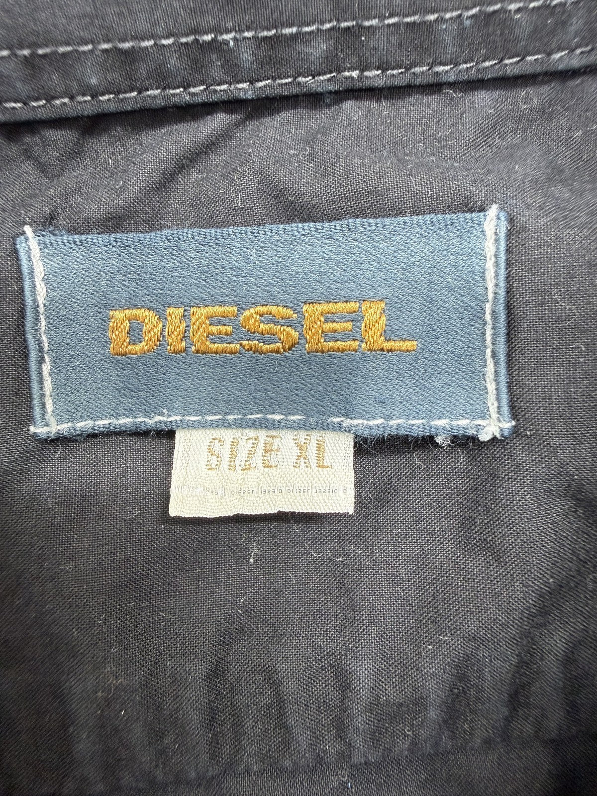 Diesel Men's Black Logo Patch Button-Up Shirt 3XL Regular Style