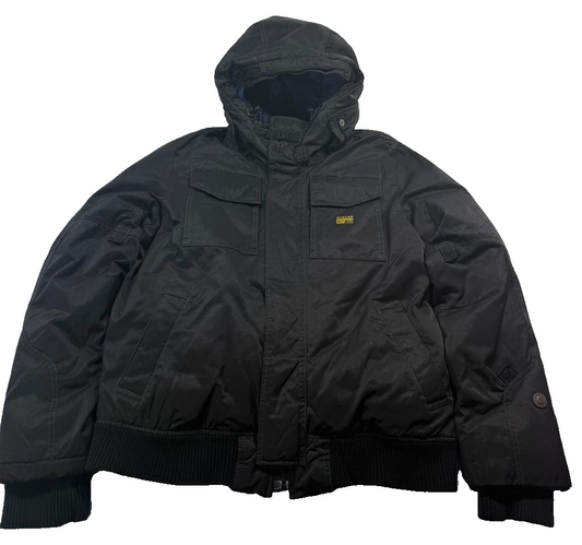 G-Star Raw Men's Black Coat – Size L, Hooded, Bomber