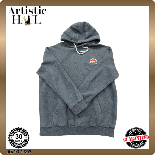 Ellesse Men's Grey Fleece Pullover Hoodie M UK Relaxed Fit