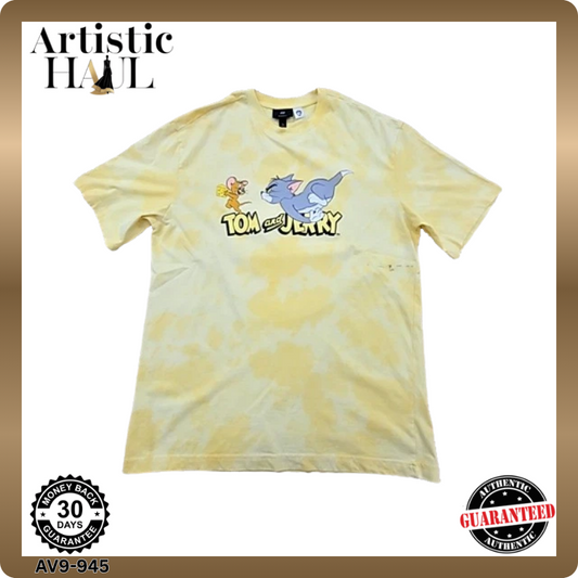 H&M Kids Tom & Jerry Light Yellow Cartoon T-Shirt S Relaxed Cotton