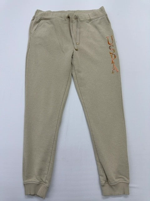 U.S. Polo Assn Boys Light Olive Sweatpants Size L Fleece Drawstring