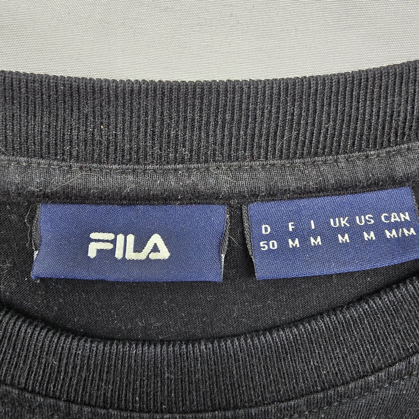 Fila Men's Black Logo Short Sleeve T-Shirt Size M