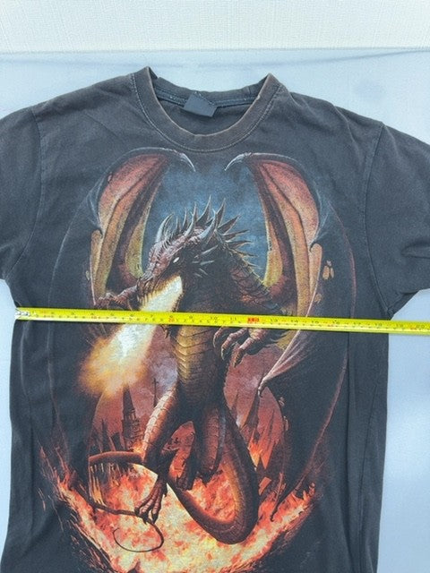 Spiral Black Dragon Fantasy Men's T-Shirt M Cotton Crew