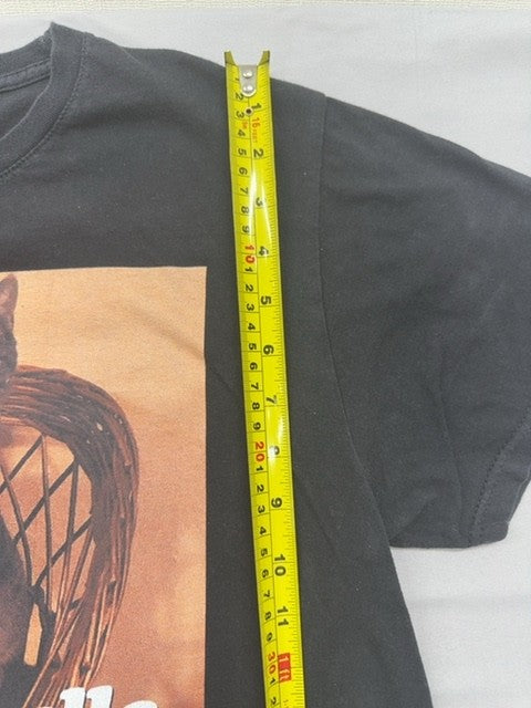 Russell Emmanuellelle Cat Black Cotton T-Shirt L Short Sleeve Crew Neck