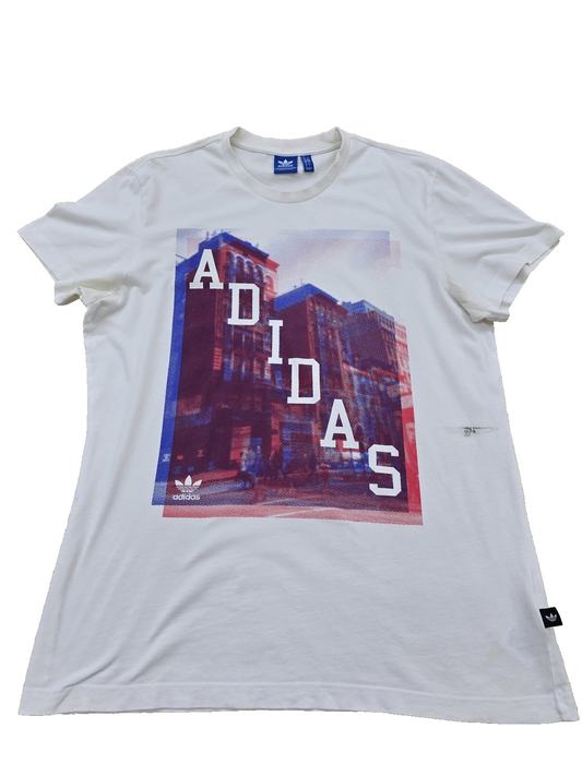 Adidas Originals Men's White T-Shirt – Size L, Print print Print One-off
