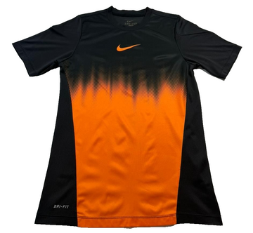 Nike Dri-Fit Men'S Training T-Shirt Black Orange Gradient Swoosh Athletic Large