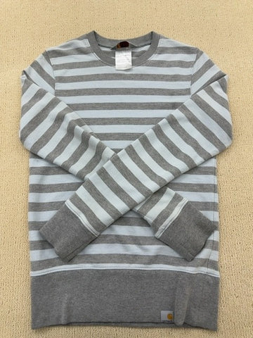 Carhartt Men's Grey Stripe Crewneck Sweatshirt S Long Sleeve