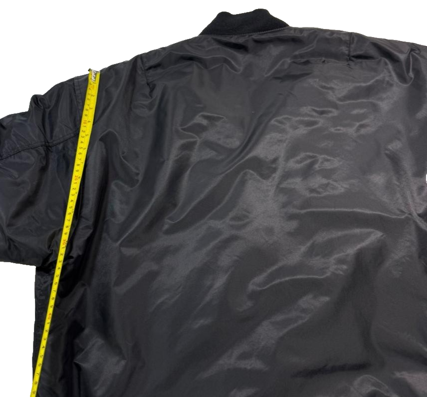 M-Tramp Men's Black Ma-1 Bomber Jacket Orange Lining Flight Pocket Full Zip S/XL