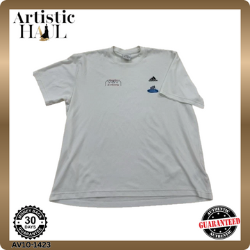 Adidas XL White Short Sleeve Logo T-Shirt Crewneck 100% Polyester Regular Fit