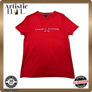 Tommy Hilfiger Men's Red Organic Cotton T-Shirt Crewneck Size M