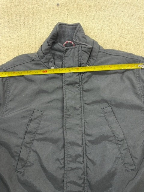 Tommy Hilfiger Denim Men's Grey Jacket L Red Flag Zipper Stand Up