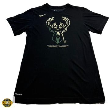 Nike Men's Black Milwaukee Bucks Nba Graphic Dri-FIT T-Shirt Short Sleeve Size S