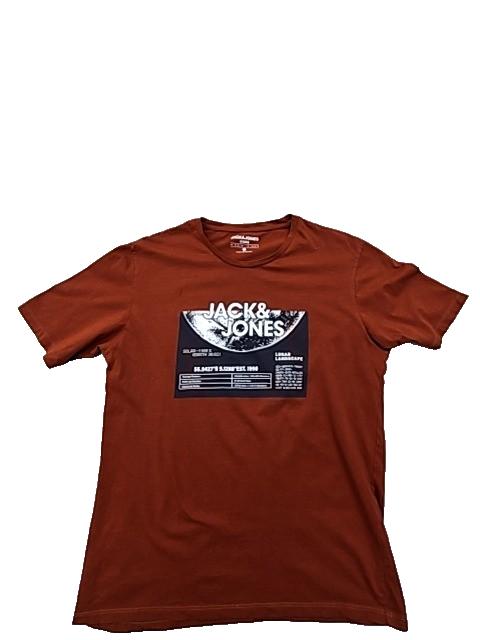 Jack & Jones Men's Rust Printed T-Shirt L Short Sleeve Cotton