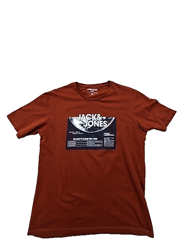 Jack & Jones Men's Rust Printed T-Shirt L Short Sleeve Cotton
