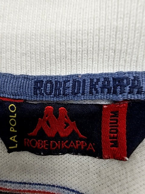 Robe Di Kappa Men's Polo Short Sleeve White Striped Cotton Medium
