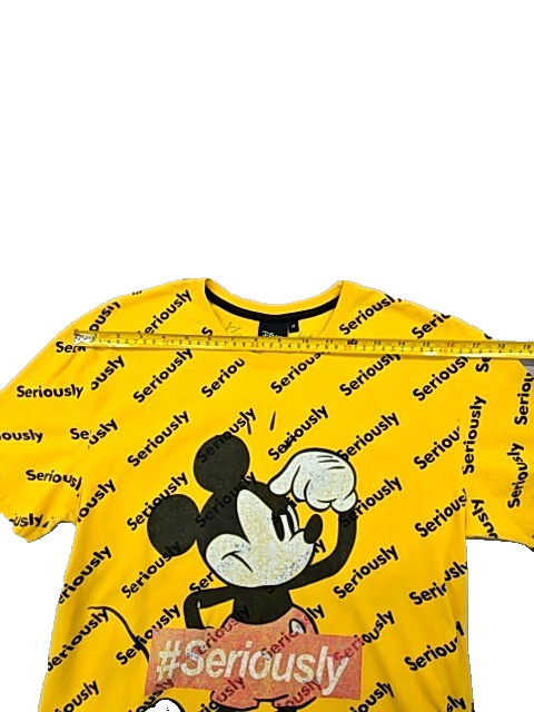 Disney Mickey Mouse Yellow M Short Sleeve 100% Cotton Tee
