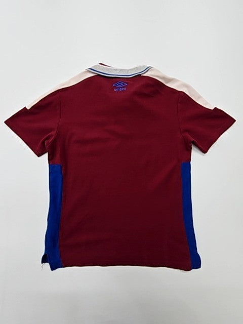 UmbrO Boys Maroon Colorblock Polo Shirt Size S Embroidered Logo Button Up