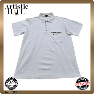 Burberry Men's White Check Polo Shirt M Short Sleeve Cotton England