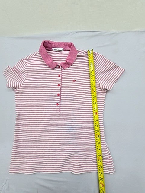 Lacoste L.12.12 Women's Pink Striped Polo Shirt Size 42