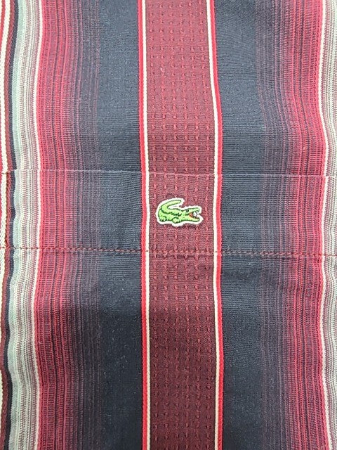 Lacoste Mens Burgundy Striped Button-Down Shirt Size 41 Regular Vintage