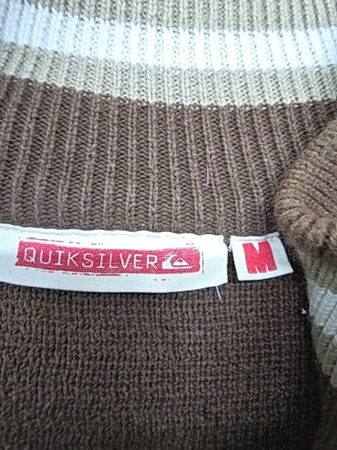 Quiksilver Men Brown Colorblock Zip-Up Sweater Size M Regular Condition