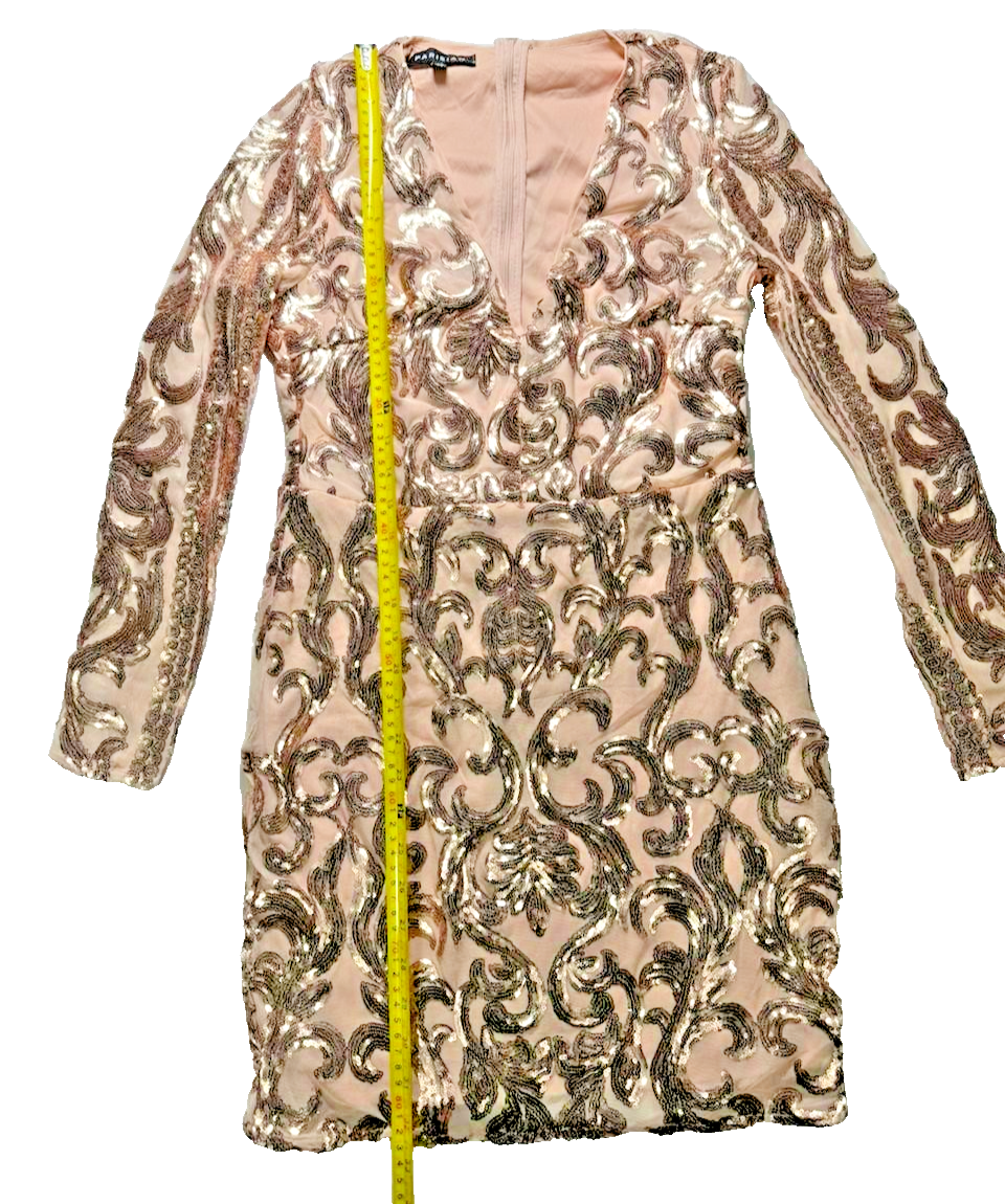 Parisian Rose Gold Sequin Dress - Size 8