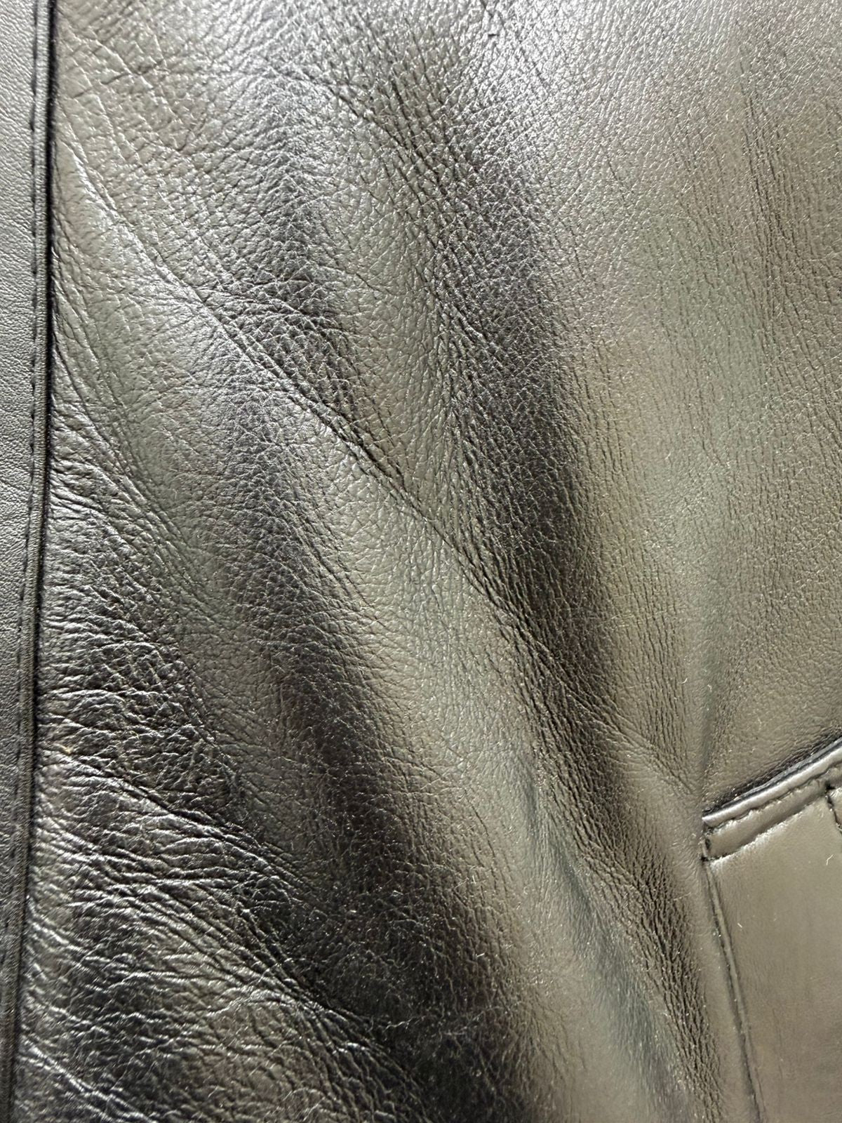 Men's Italian Sheepskin Leather Bomber Jacket Black Premium Soft Fur Size Asian L