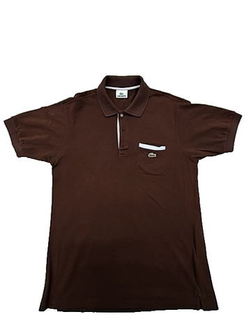 Lacoste Men's Brown Size 3 Short Sleeve Polo Cotton Pique Shirt