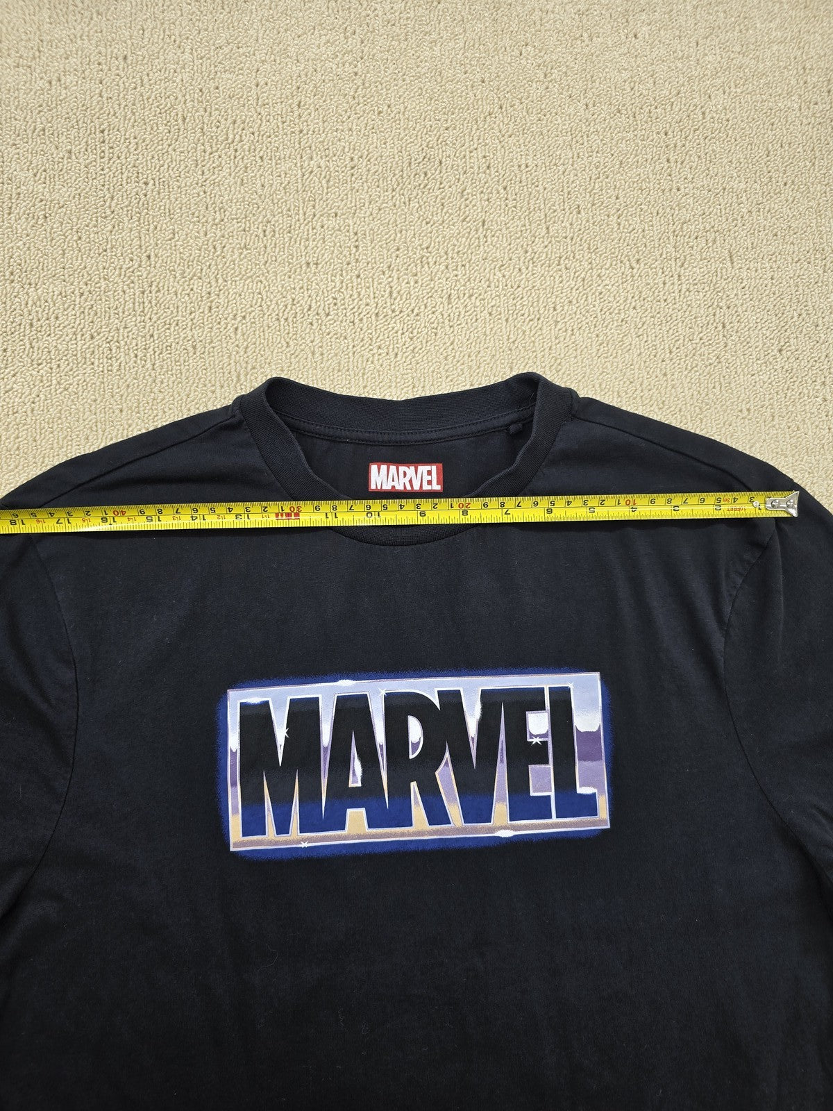 Primark Marvel Black Cotton T-Shirt XL Men Short Sleeve Logo Crew