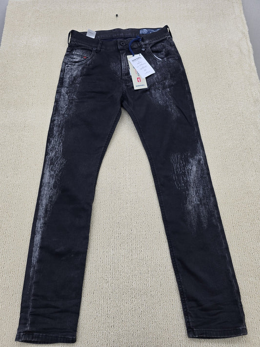 Diesel Men's Black Distressed Stretch Jeans W25 L02 069DT Straight 5Pocket