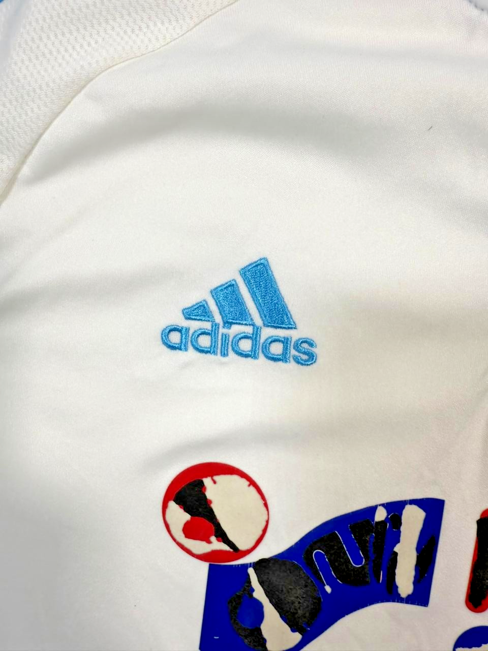 Adidas Olympique De Marseille Football Shirt In White And Light Blue - Size L