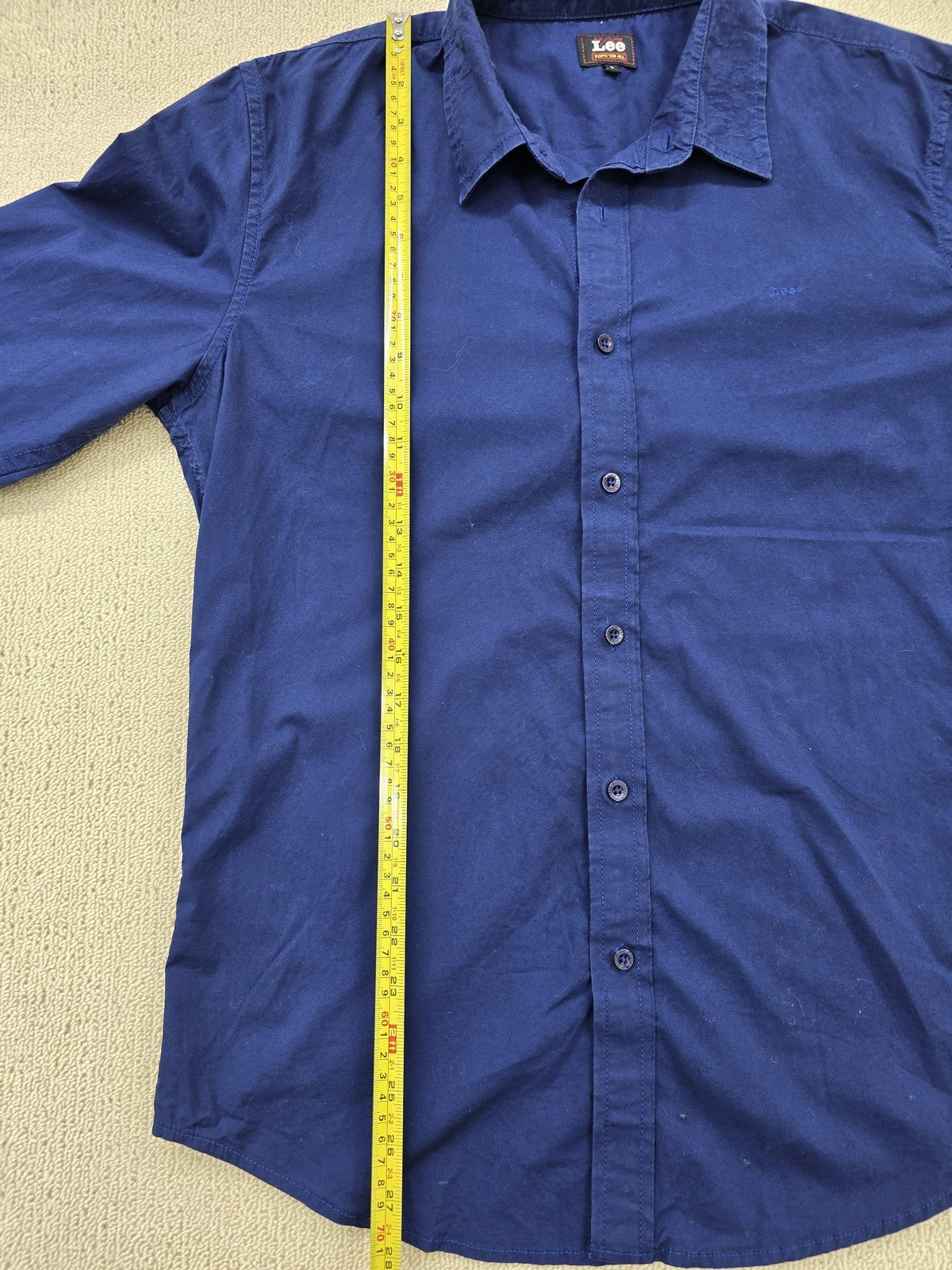 Lee Navy Blue Cotton Button-Down Shirt Long Sleeve Men's Size L