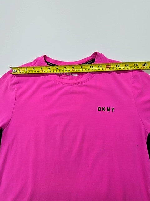 DKNY Women Pink Sport Logo T-Shirt Cotton Blend Size M Regular