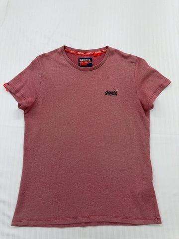Superdry Women's Burgundy Marl Embroidered Logo T-Shirt Size L
