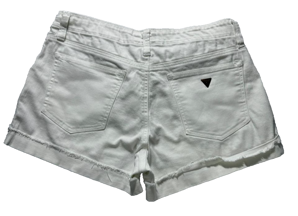 Women'S Guess Los Angeles White Cuffed Shorts Raw Edge - Size 29