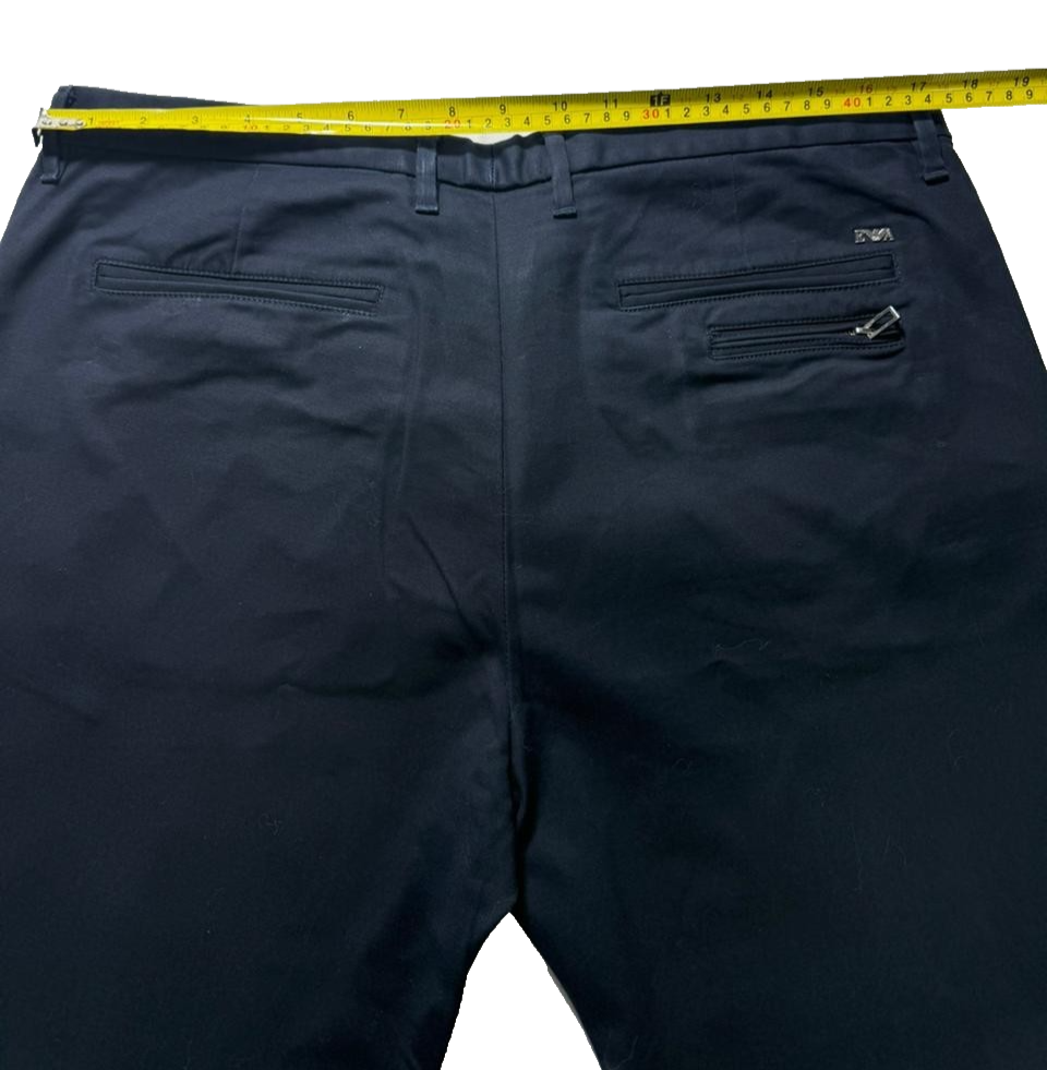 Emporio Armani Men's Navy Trousers Size 54 Tailored Luxury Pants