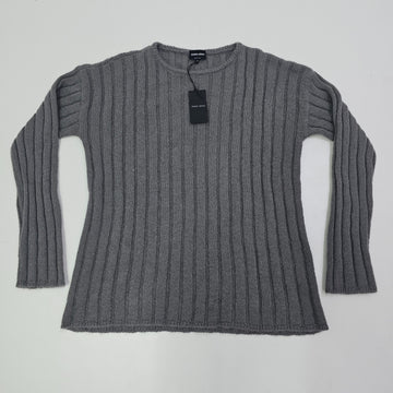Giorgio Armani Men'S Grey Crewneck Jumper Ribbed-Knit Sweater 50 Bnwt