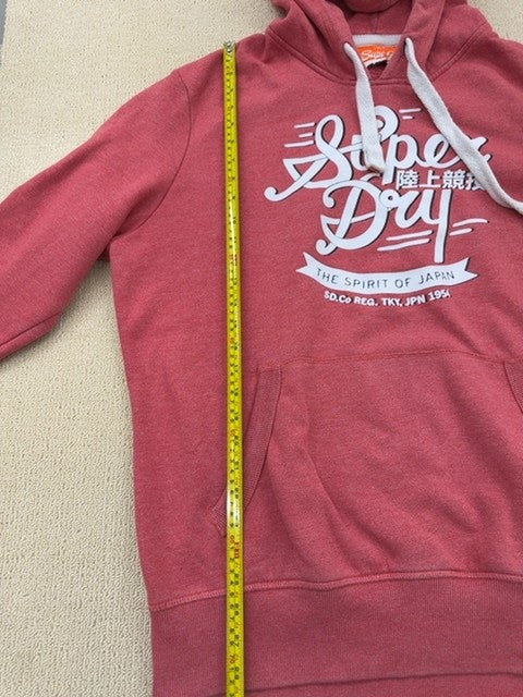 Superdry Men's Red Vintage Logo Hoodie XXL Relaxed Cotton Long Sleeve