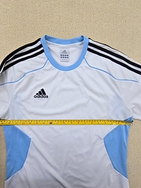 Adidas Men's M White/Light Blue Striped Climacool Soccer Jersey