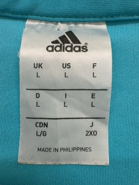 Adidas Men's Cyan Striped Soccer Jersey Size L Vintage