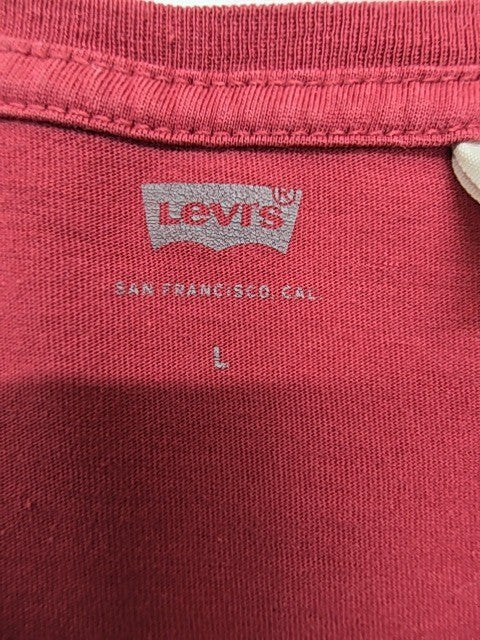 Levi's Men Red Crew Neck T-Shirt Size L Lightweight Ribbed Cotton Jersey
