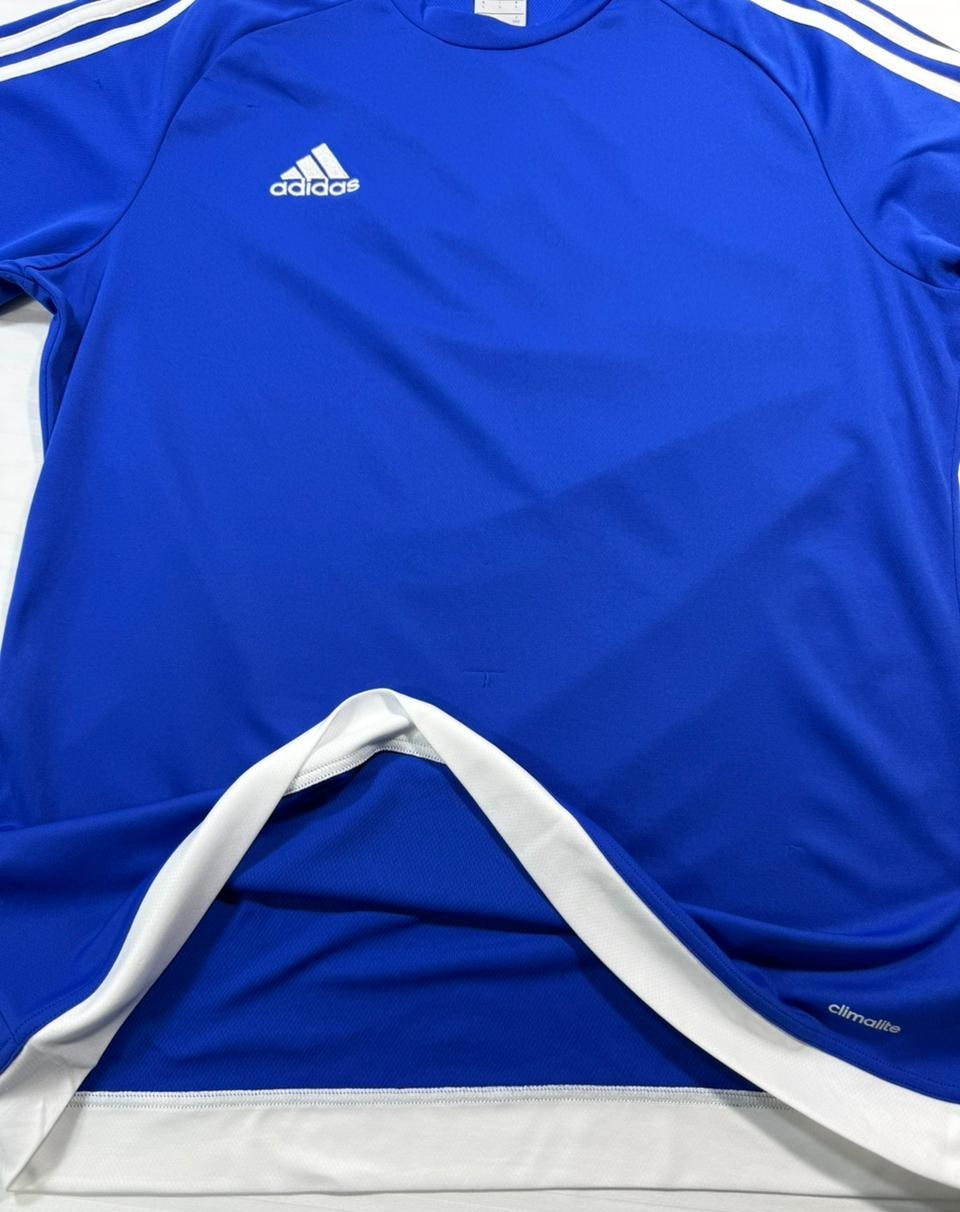 Adidas Men's Royal Blue Climalite Training T-Shirt White 3-Stripes Size L