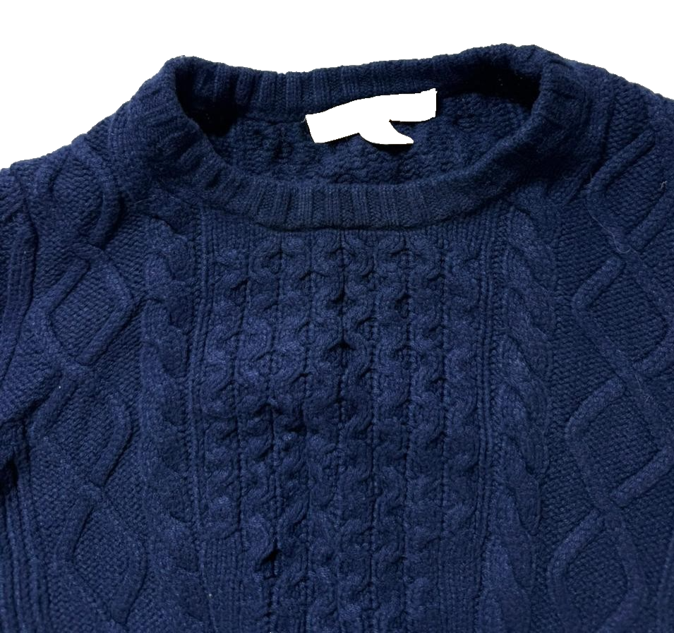 Banana Republic Women's Cable Knit Cotton Crewneck Sweater Blue XS Pullover