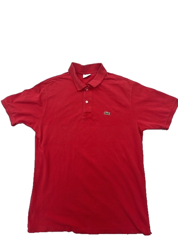 Lacoste Red Cotton Polo Shirt Short Sleeve Men's Size 7 Croc Logo