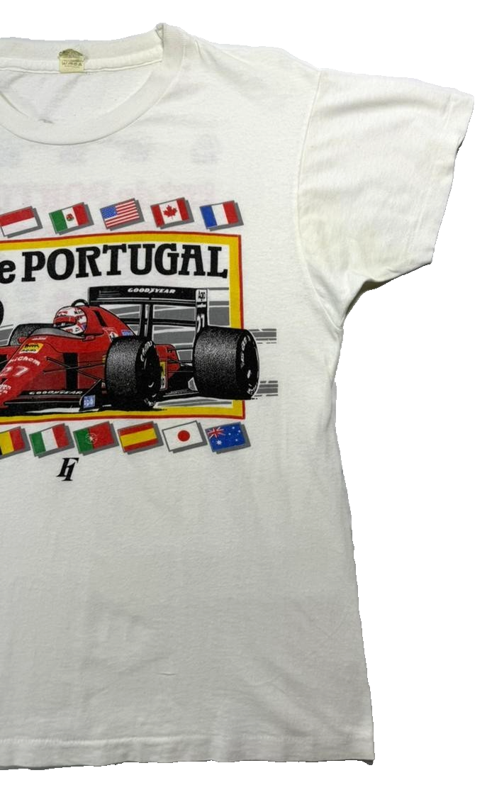 Screen Stars T-Shirt For Men Grande Premio De Portugal F1 Racing In White - XL