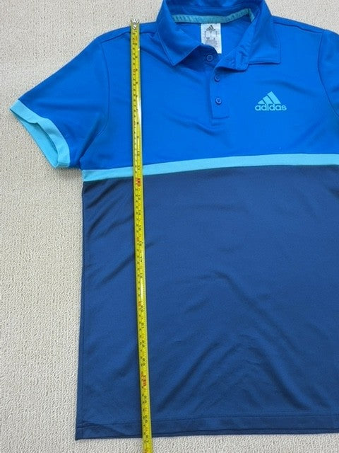 Adidas Men's Blue Striped Short Sleeve Polo Shirt L Regular