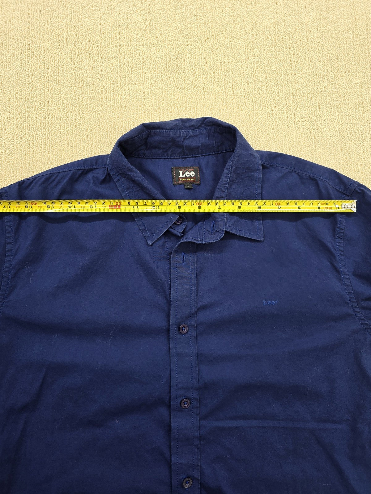Lee Navy Blue Cotton Button-Down Shirt Long Sleeve Men's Size L