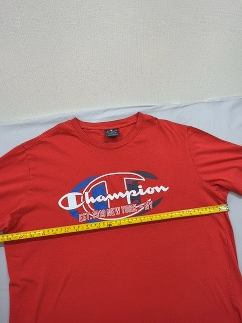 Champion Men's Red Short Sleeve T-Shirt L Crewneck 100% Cotton 21135