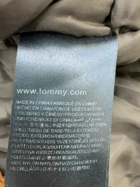 Tommy Hilfiger Denim Men's Grey Jacket L Red Flag Zipper Stand Up